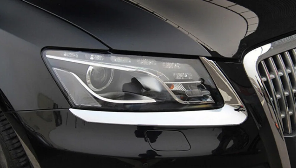 

2pcs/set Car Front Chrome ABS Headlight Lamp Eyelid Eyebrow Cover Decal Frame Fit For Audi Q5 2009-2012 Car Styling Accessories