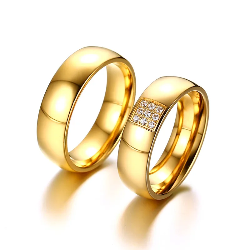 Modyle 2018 Simple Wedding Rings for Women Men Elegant AAA CZ Stones Gold-color Ring Alliance Promise Engagement Band Gift