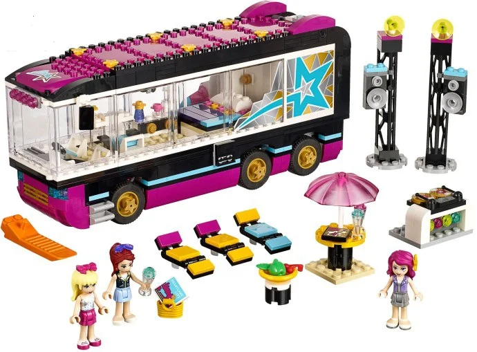 

Bela 684 Pcs 10407 Friends Pop Star Tour Bus Building Blocks 41106 Figures Bricks Toys for Children