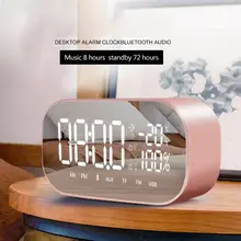 Мини Портативный беспроводной Bluetooth динамик с двойной будильник светодиодный экран дисплея FM радио Поддержка Aux TF USB MP3 музыкальный плеер
