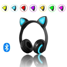 Кошка/дьявол/олень ухо гарнитура Bluetooth наушники с 7 цветов мигающий светящийся кошачий ухо беспроводные наушники для детей косплей