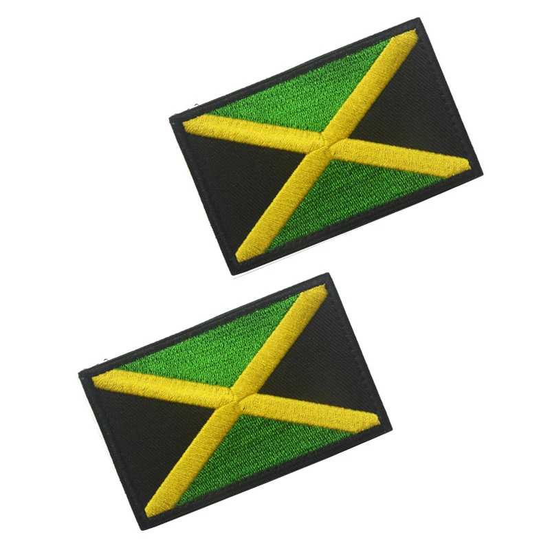 

5PCS Full Embroidery Jamaica Flag Patch Backpack Bag Jacket Armband Badge Hook and Loop Double Side 8cm * 5cm