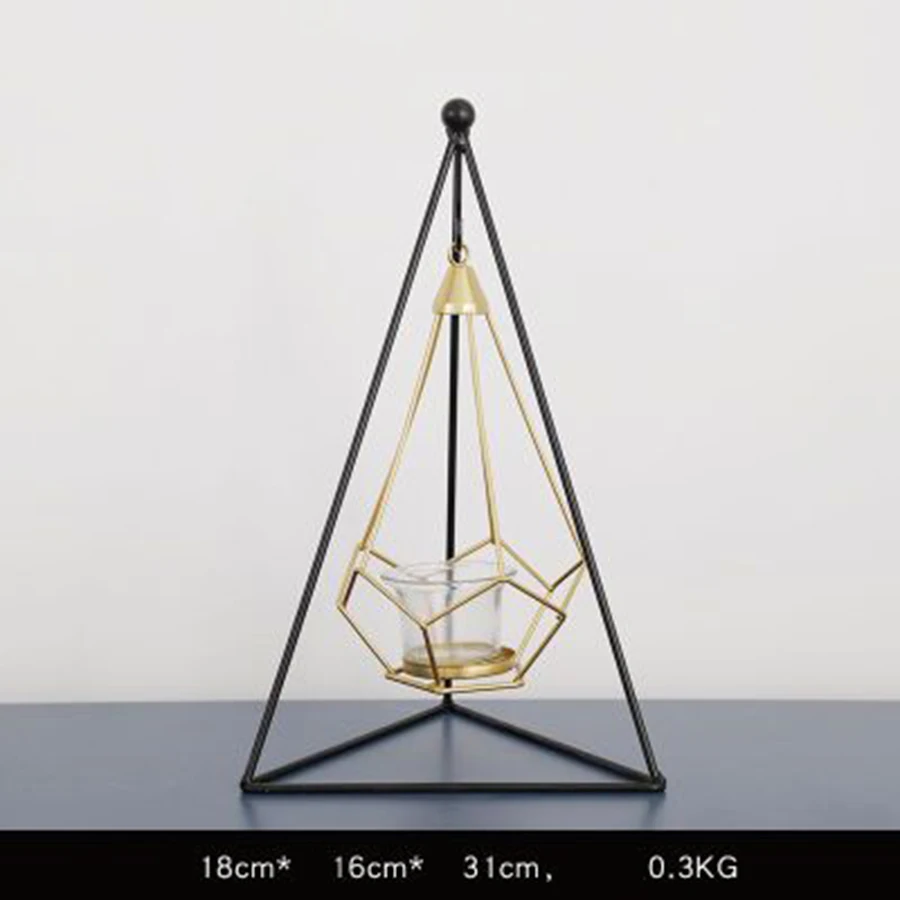 

Iron Gold Candle Holder Weddings Nordic Lantern Metal Candle Holder Geometric Romantic Bougeoir Mariage Nordic Home Decor 40K033