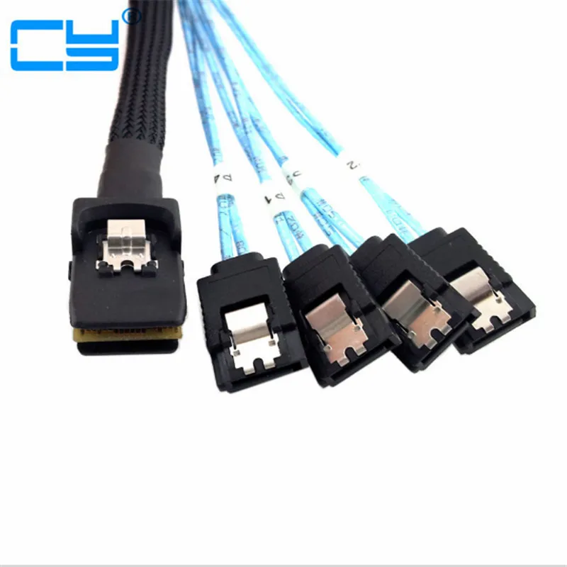 Mini SAS 4i 36P SFF 8087 to 4 SATA 7P The reverse With Latch Cable 50cm