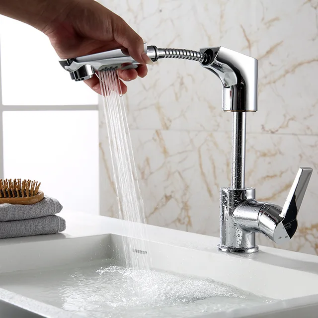 Best Offers Electroplate Silver Kitchen Faucets Brass Polished Pull Out Bathroom Faucet Single Handle Lifting Sink Taps Hot Cold Deck Mount Best Offers Electroplate Silver Kitchen Faucets Brass Polished Pull Out Bathroom Faucet Single Handle Lifting Sink Taps Hot Cold Deck Mount