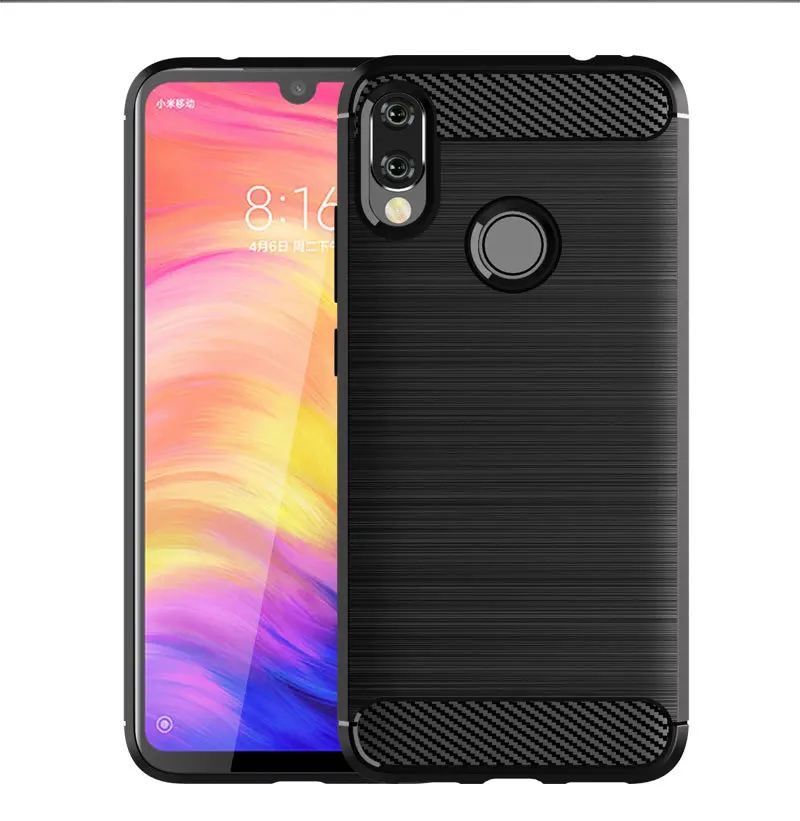 

for xiaomi redmi note 7 Soft Carbon fiber cell phone Back Cover Solid Color Dirt-resistant Brushed Finish Shockproof case