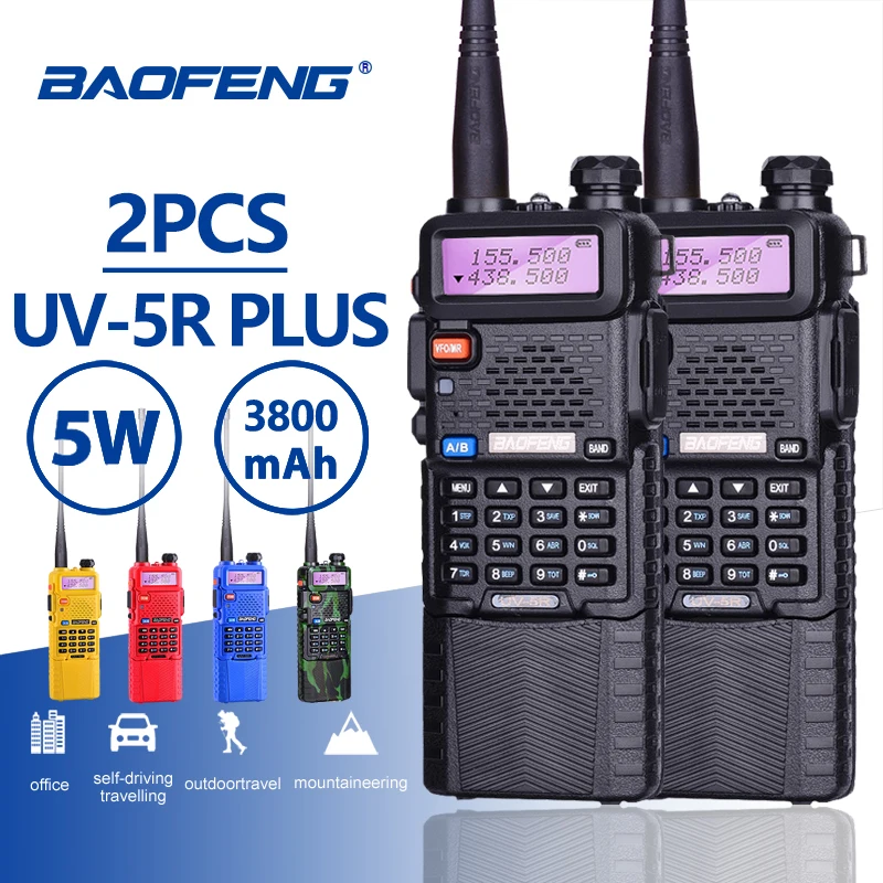 2 шт. Baofeng UV-5R 5 Вт 3800 мАч длинная резервная рация На Батарейках UV 5R UHF VHF Двухдиапазонная портативная Hf двухсторонняя радиостанция UV5R