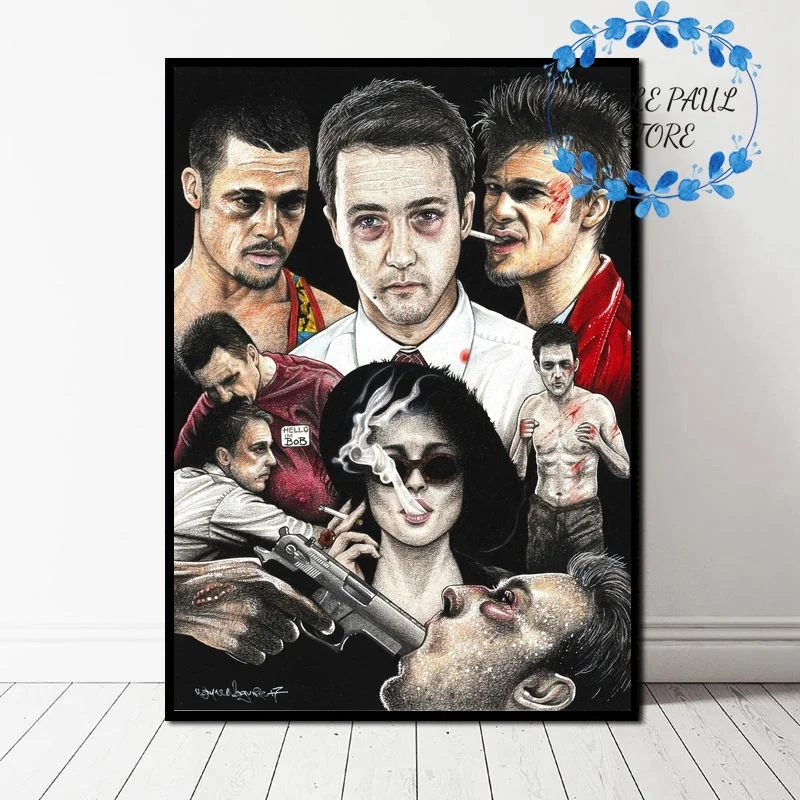 

Classic Movie Fight Club Inked Ikons Art Canvas Poster Wall Picture for Living Room No Frame