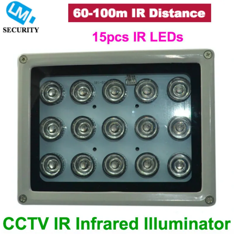 Long distance 100M 850nm infrared 15pcs high power IR LED illuminator Infrared assistant light for CCTV LPR ANPR Camera