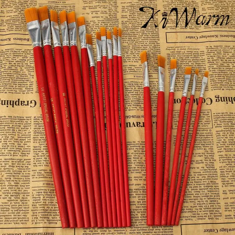 

6 Or 12PCS/set Excellent Quality Flat Art Brush Set Oil Painting Brush Set Blending Size Oil Acrylic Paint School Supplies