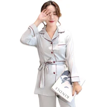 Весенние модные сексуальные атласные шелковые женские халаты Набор пижамы с длинными рукавами женская домашняя одежда элегантные Серебристые атласные пижамные комплекты из 2 предметов