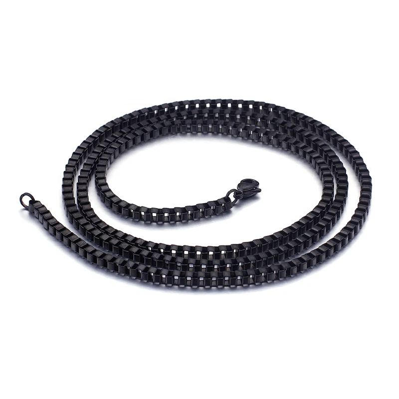 Титановая коробка, черные цепи, ожерелье для мужчин, мужской 2,5/3 мм ширина, хип-хоп ювелирное украшение на шею - Окраска металла: Black