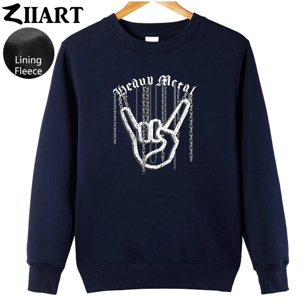 

Corna Mano Cornuta Horned Hand Gesture Heavy Metal Rock Roll Chain Girls Woman Fleece Sweatshirt couple clothes ZIIART
