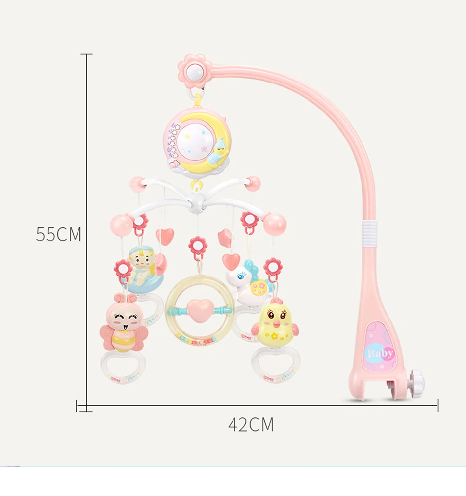 Детские игрушки 0-12 месяцев, Детские музыкальные погремушки, кроватки, Мобильный держатель, вращающаяся кроватка, колокольчик с музыкальной коробкой, проектор, развивающие игрушки