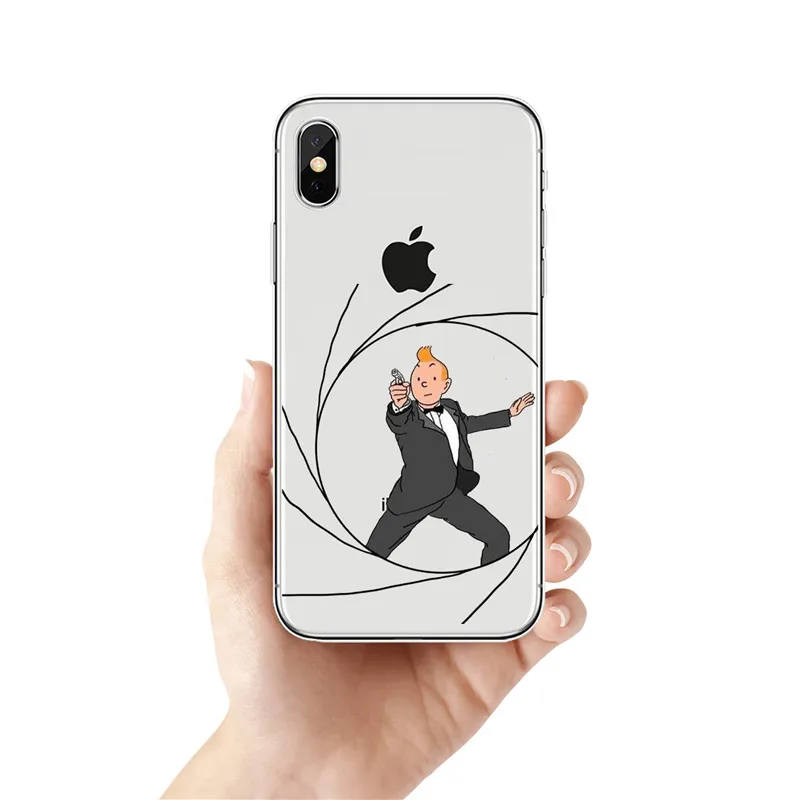 Как Aventuras Де Тинтин силиконовый Suave TPU Caso Capa Para o iphone XR 10 8 7 Plus 6 6 s Plus 5 XS Max 5 5C 4 4s Caso Fundas Coque - Color: TPU