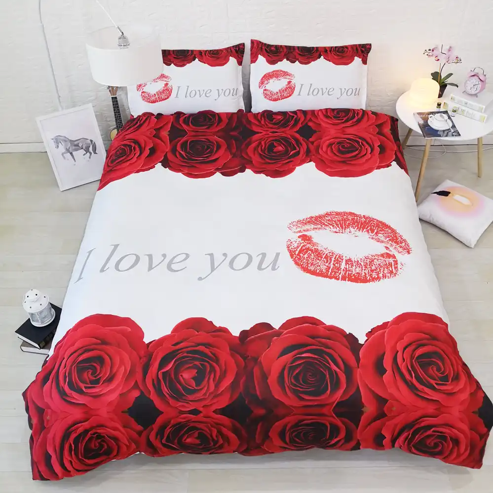 Jf 105 I Love You Romantic Red Roses Bedding Gift Girlfriend Twin