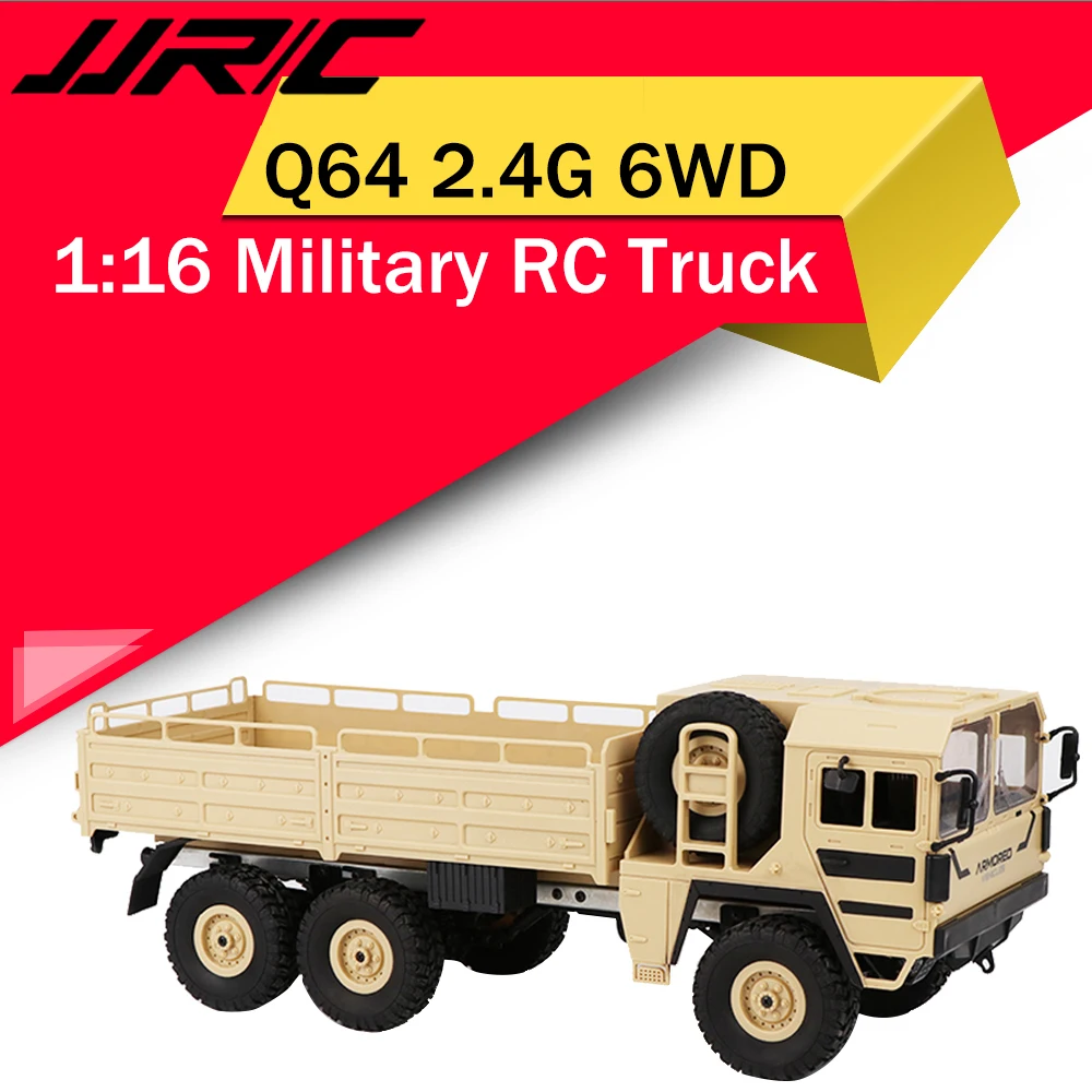 

JJRC Q64 1:16 2.4G 6WD RC Off-Road Machine Remote Control Drive Tracked Military RC Truck Electric Toy Gift Yellow/Green