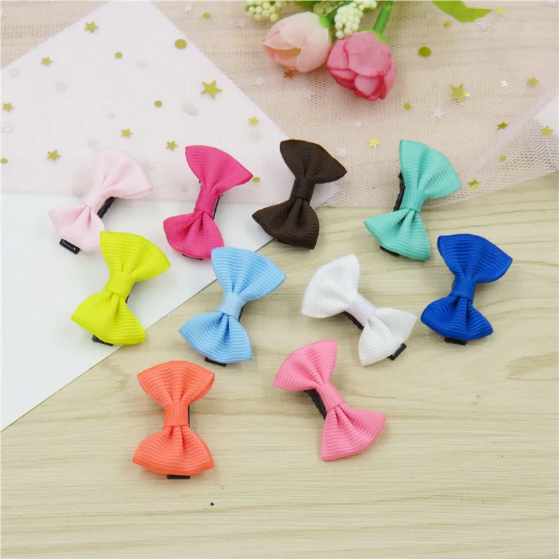 

2PCS/LOT Lovely Solid Small Bows Hairpin For Girls Handmade Child Elastic Hair Bands Scrunchy Clip Hair Accessories For Kid 2018
