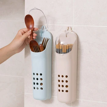 

Wall-mounted chopsticks cage with cover chopsticks tube kitchen drain storage spoon rack chopstick holder mx12201625
