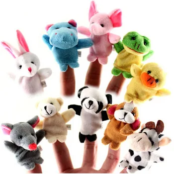 

10pcs/lot Animal Cartoon Biological Finger Puppet Plush Toys Baby Cloth Educational Hand Toy Story Finger 6pcs/set Family Dolls