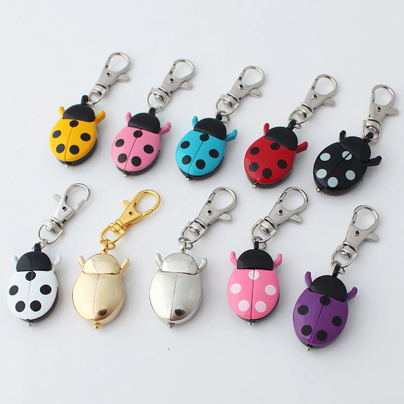 

10pcs /Lot, Mixed Colors Colorful Ladybug Pocket Pendant Dress Key Ring Chain Watch Kids Girls Boys Clip Watches GL02KT