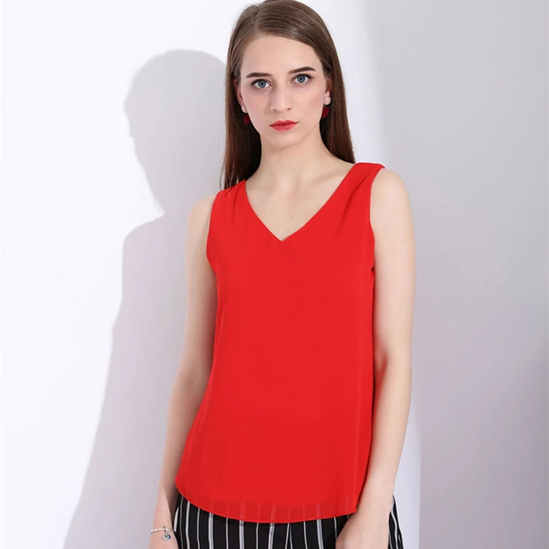 Female Chiffon Women vest Shirts 2019 Summer Casual Top Loose Sleeveless Thin And Light Chiffon Clothes