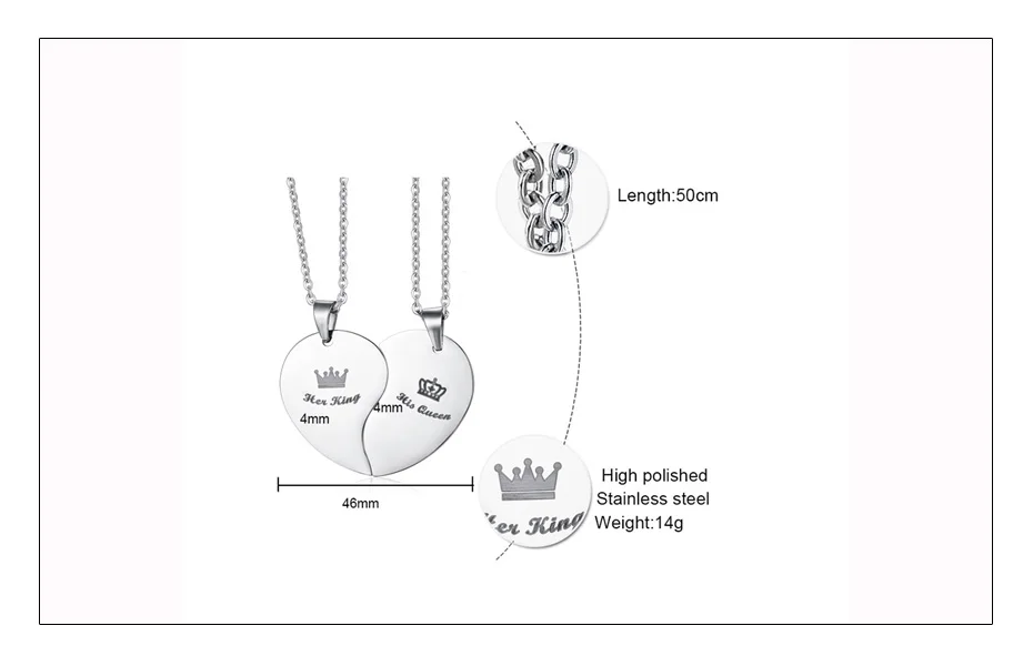 Meaeguet Мода его королева и ее король корона сердце ожерелье из нержавеющей стали пара любовь навсегда Свадебные подвески ювелирные изделия