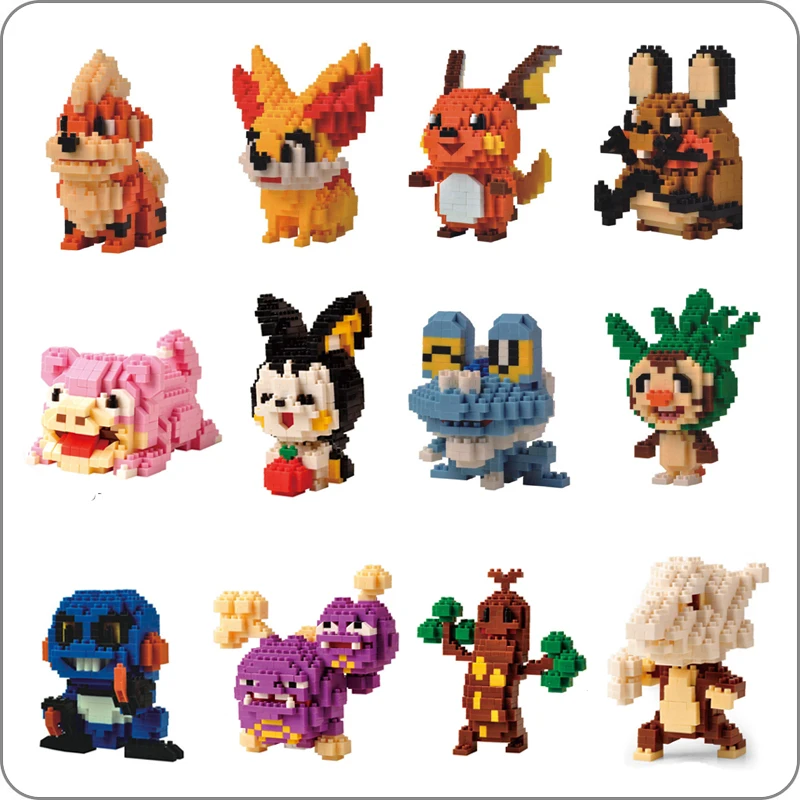 

LNO Anime Pocket Monster Growlithe Raichu Weezing Sudowoodo Fennekin Froakie DIY Diamond Mini Building Small Blocks Toy no Box