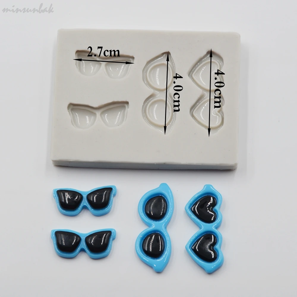 

minsunbak Mini Sunglasses Style Silicone Fondant Mold Cake Decorating Tool Chocolate Gumpaste Mold