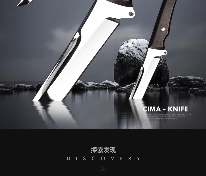 Охотничий нож CIMA для выживания, деревянная ручка сандалового дерева/9cr18mov сталь, кожаная оболочка супер острое зеркальное покрытие