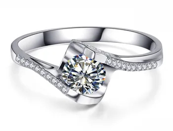 

Excellent Design 2CT Angel Lovely Style NSCD Excellent Diamond Wedding Rings White Gold Cover Genuine Sterling Silver Ring