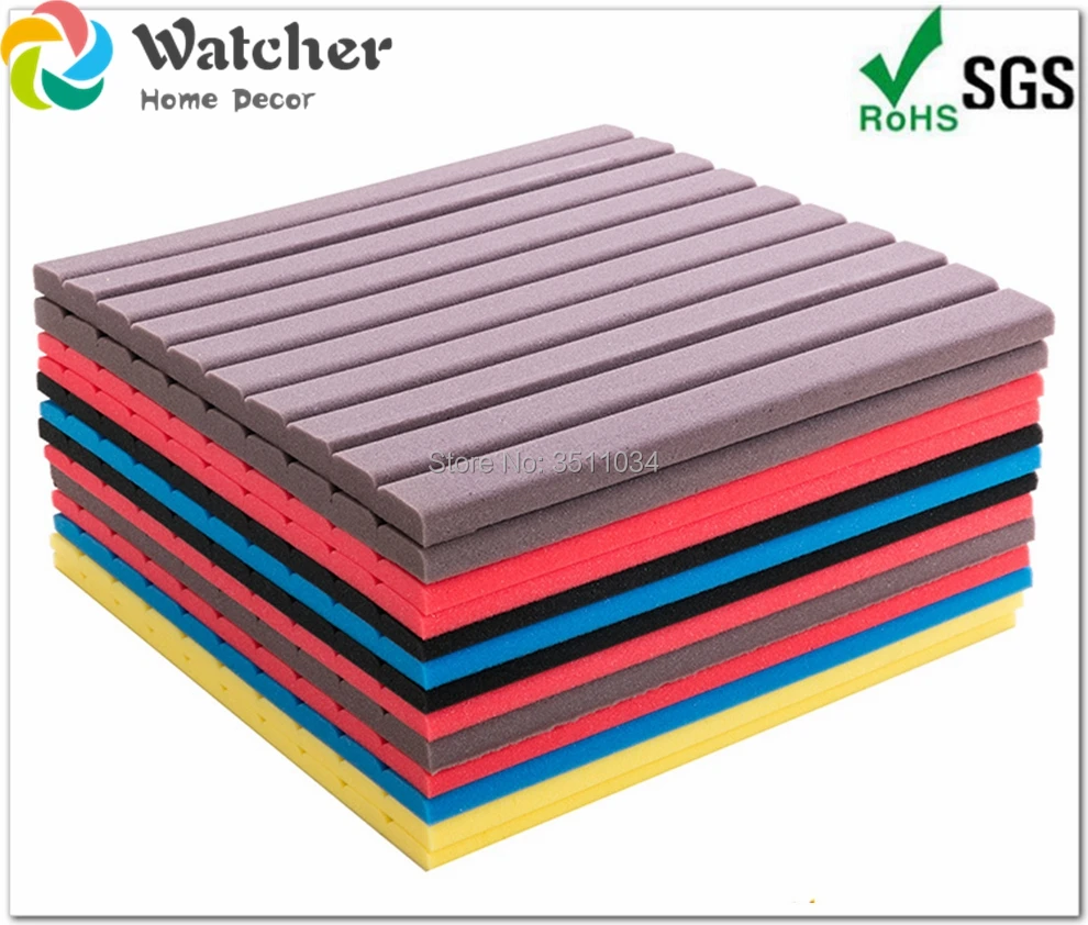 Beste 5 Vierkante Meter Hoge dichtheid 20 stks 50x50 cm cover Geluidsisolatie Akoestische foam Geluid Behandeling Studio Room absorptie Wedge foam