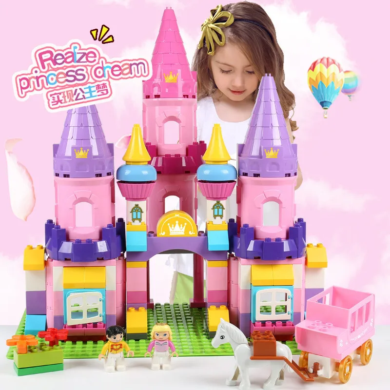 109PCS Girls Princess Castle Building Blocks Sets Compatible LegoING Duplo Horse Friends Figures Creator Bricks Toys for Girls
