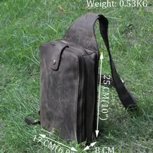 Мужская нагрудная сумка из натуральной кожи, первый слой из воловьей кожи, crazy horse, винтажная, с несколькими карманами, вместительная, 10 дюймов, нагрудная сумка