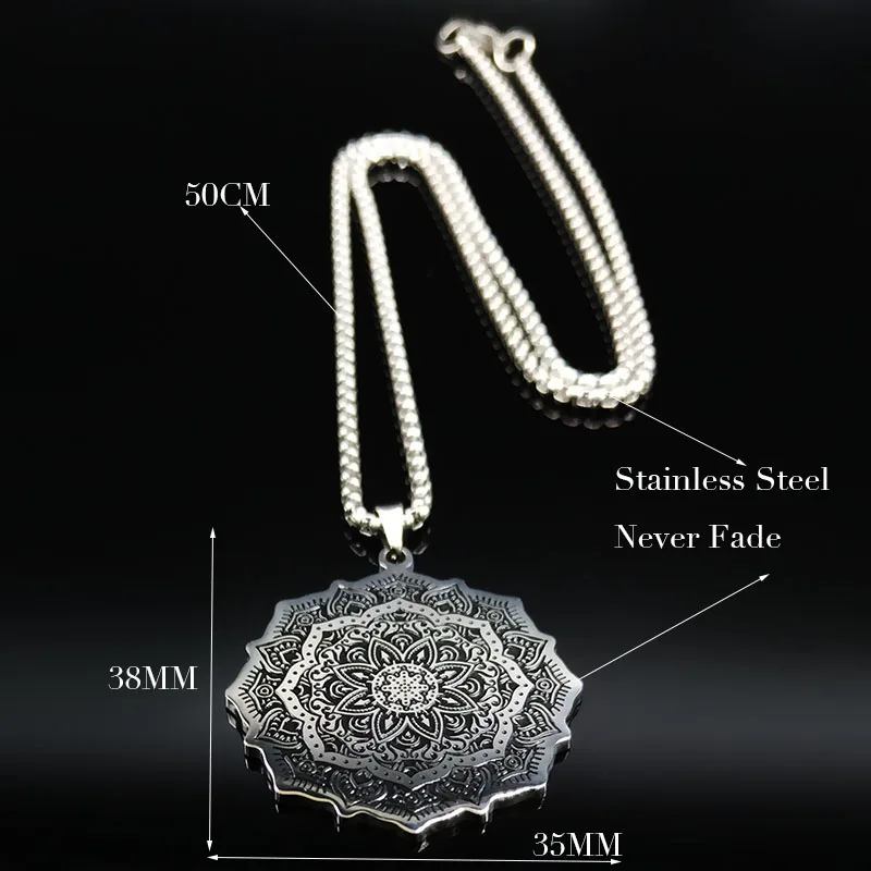 Ожерелье Wicca Lotus B18204 из нержавеющей стали цепочка на шею для мужчин серебристый