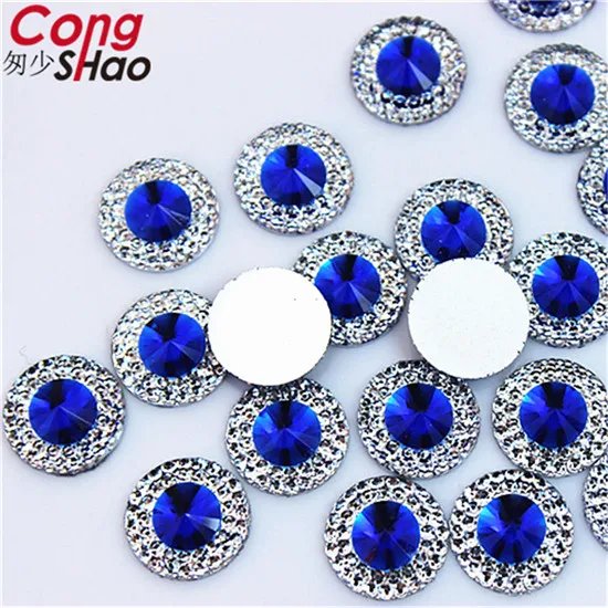 Cong Shao, 200 шт, 12 мм, цветные круглые камни с плоской задней частью и стразы из смолы с кристаллами, отделка «сделай сам», драгоценные камни для костюма, пуговицы для рукоделия YB495 - Цвет: Blue