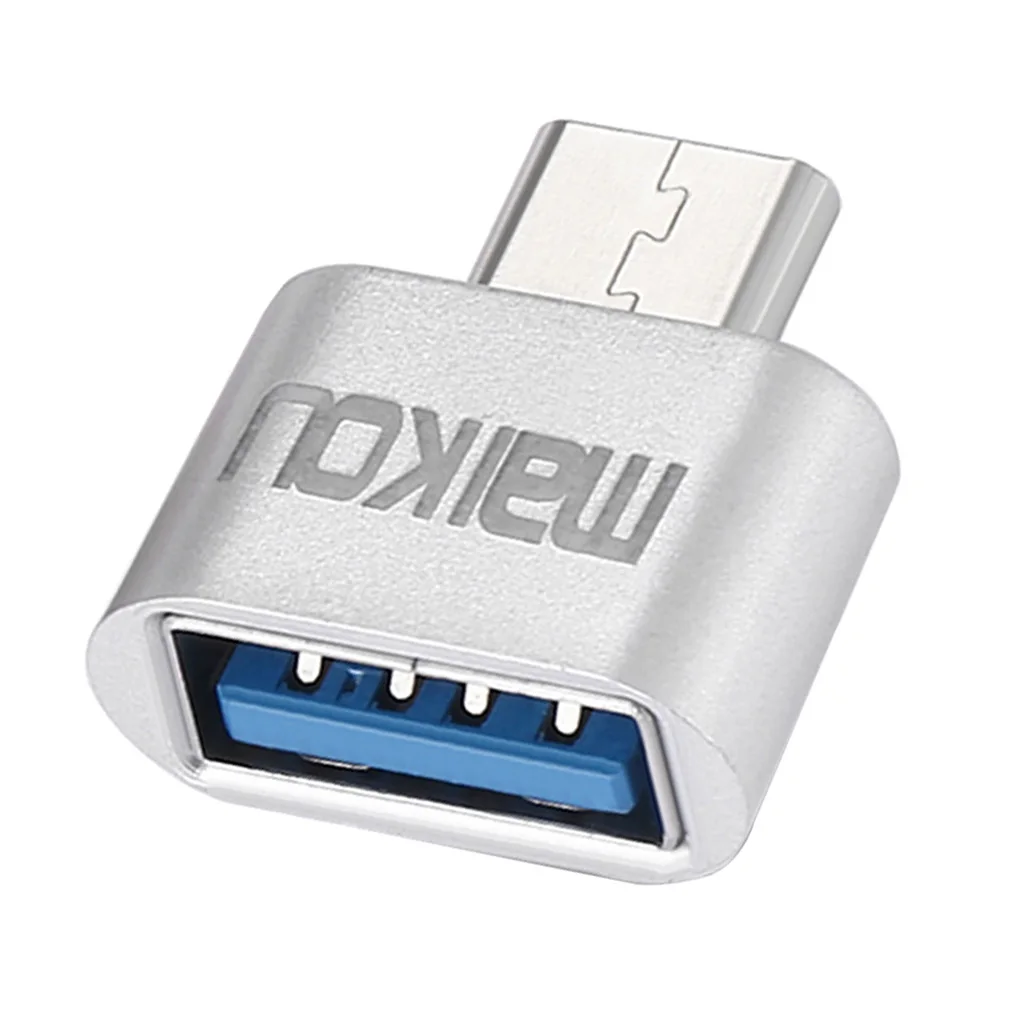 1 Piece Portable USB 3.0 to USB Type C Adapter OTG Connector for All Type-C Devices Silver 19x18x8mm
