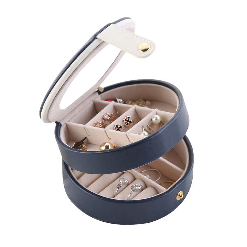 

Leather Jewelry Box For Travel Organizer Container Woman Portable Earrings Jewellery Storage Case With Lock Girl Gift