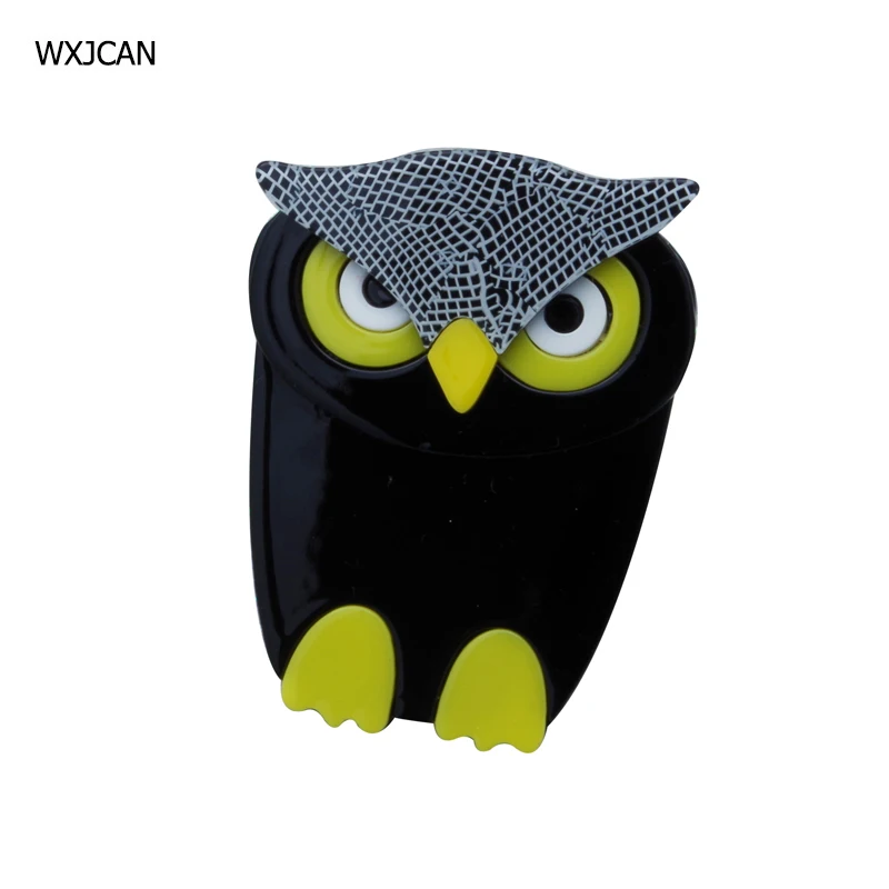 

WXJCAN New acrylic owl brooch vintage brooches for bag scarf Hijab pins badges gifts Size 65mm*50mm