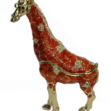 Стоящий оранжевый жираф дикое животное украшенная камнями инкрустированная Ювелирная шкатулка декоративные кольца коробка серьги/подвеска коробка