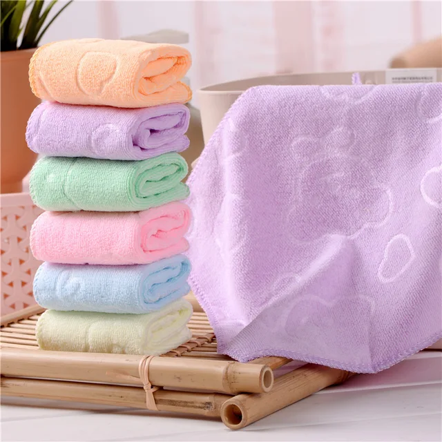 Candy Color Microfiber Kindergarten Square Children's Washing Hands Cleansing Soft Quick-drying Small Towel Hook Up Handkerchief 4