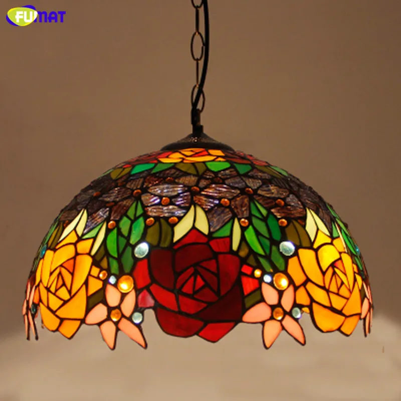 Rose Stained Glass Pendant Light1