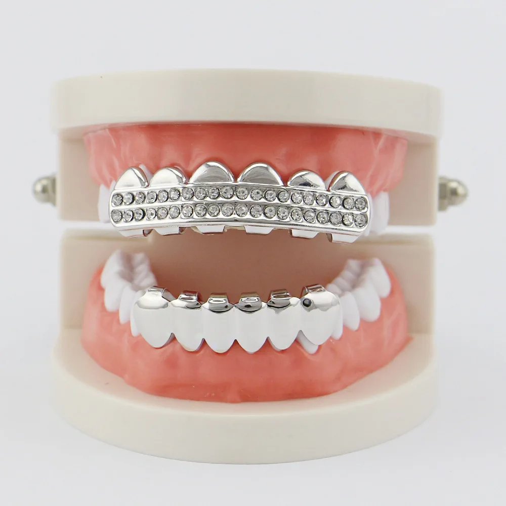 Lucky Sonny Hip Hop Teeth Grillz Crystal Punk Men Bijoux Top & Bottom Dental Grills Teeth Caps Halloween Party Jewelry LST1018 (11)