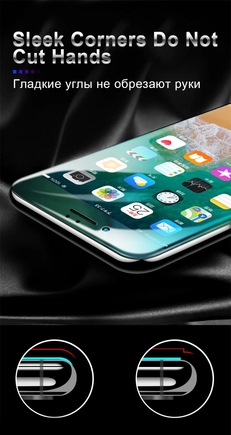 TOMKAS 6D Protective Glass on the For iPhone 7 Plus Glass Tempered 5D Screen Protector For iPhone 8 6 6S Plus iPhone 6 S Glass