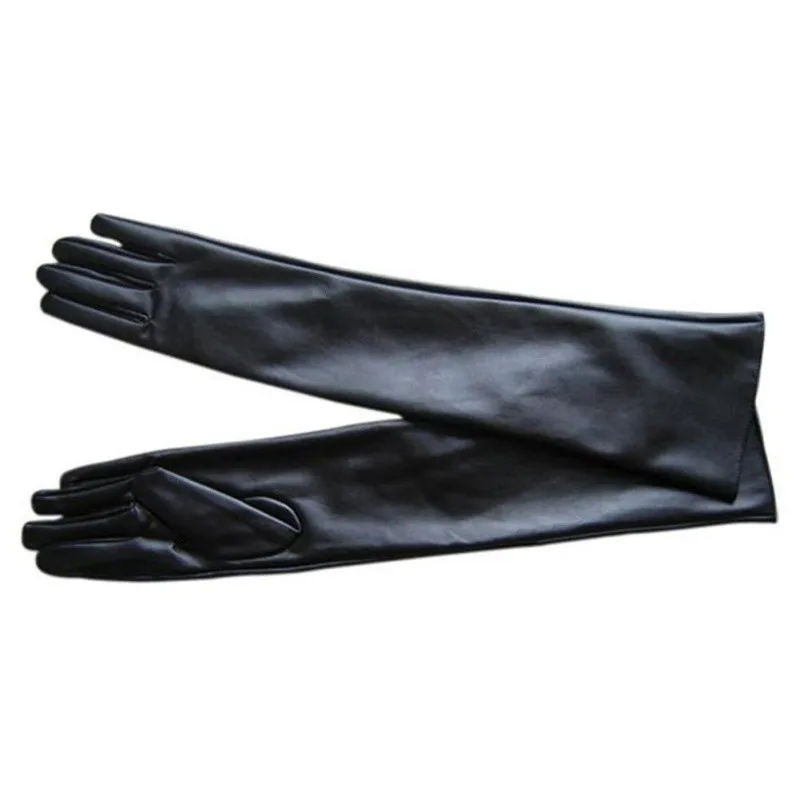 Для женщин Искусственная кожа локоть перчатки зимние длинные перчатки теплые внутри на палец перчатки Новый YP9