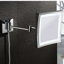 Хромированное настенное зеркало для ванной комнаты, 8 дюймов, латунное, для одного лица, 3X квадратное, для ванной, светодиодное зеркало, складное зеркало для макияжа, косметическое зеркало, подарок для девушек