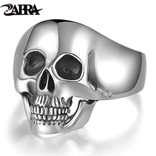 Réel Sterling 925 Argent Crâne Anneaux Pour Hommes Dominateur Dent Vintage Punk Rock Gothique Bague Argent Mode Anel Masculino