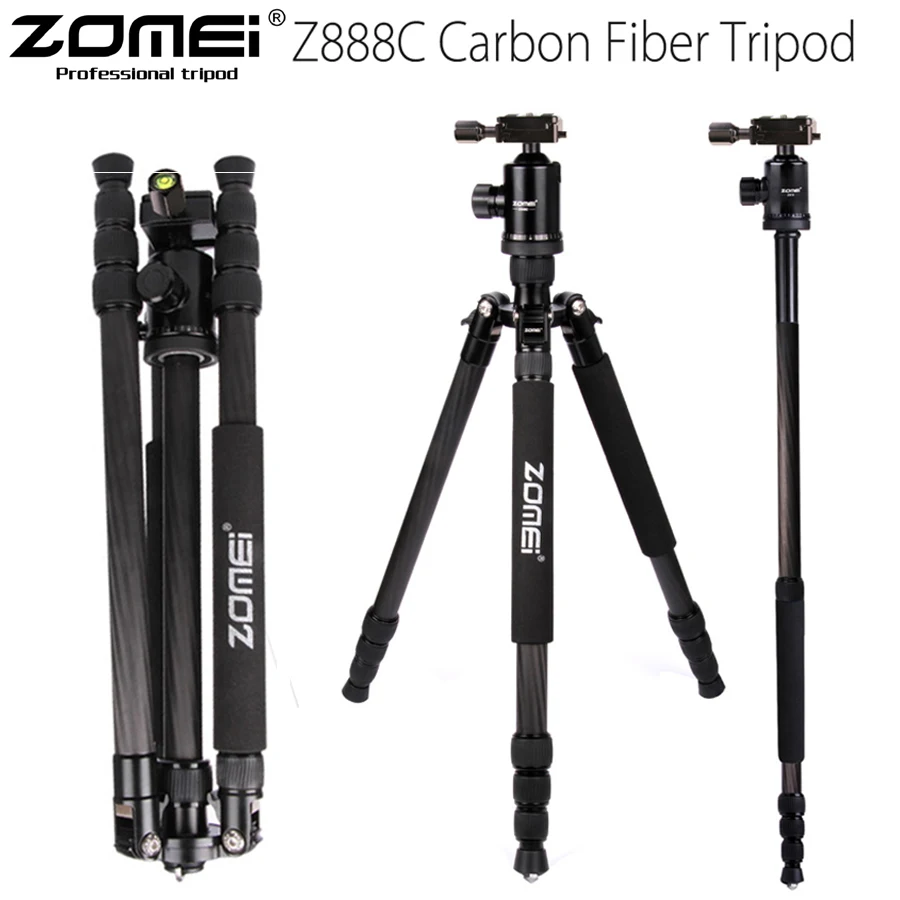 

ZOMEI Z888C Professional Carbon Fiber Travel tripod camera Monopod Stand & Ball head with Bag for DSLR camera