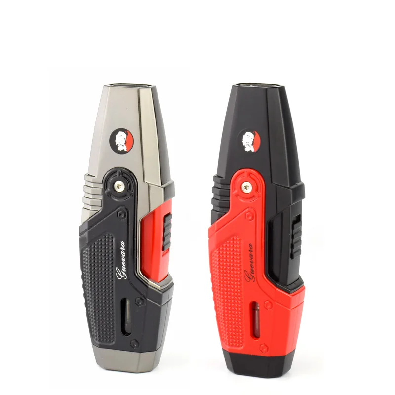 

Good-grade GUEVARA Lighter Metal Gas Lighter Double TORCH JET FLAME Cigarette Windproof Lighter, Travel Cigar Tools