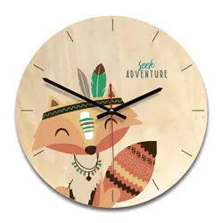 Деревянный творческая настенные часы Стильный мультфильм настенные часы индийской изображения часы
